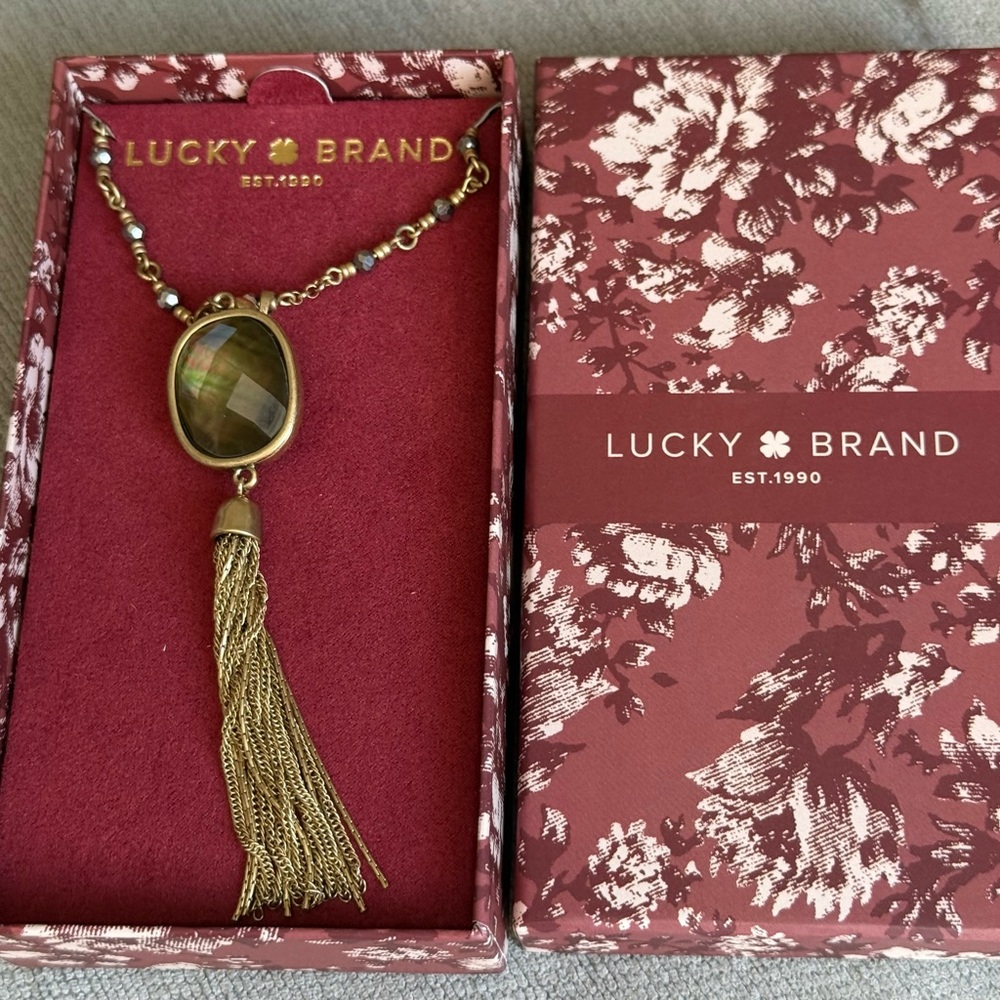 Lucky Brand long, reversible stone pendant! NIB 💝